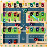 Load image into Gallery viewer, Magnetic Maze Montessori Wooden Puzzle Board Parking Lot theme