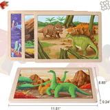 Load image into Gallery viewer, 24 Pcs Wooden Dinosaur Jigsaw Puzzles for Kids