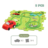 Load image into Gallery viewer, DIY Jigsaw Puzzle wtih Automatic Track Car Scene Toy for 3-7 Year Old Child City / 5 PCS