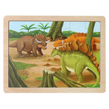 Load image into Gallery viewer, 24 Pcs Wooden Dinosaur Jigsaw Puzzles for Kids Triceratops