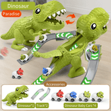 Load image into Gallery viewer, Dinosaur Transformed Sliding Track Toy with Mini Cars One Button Eject 1 Set