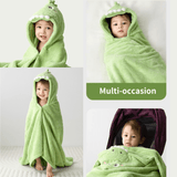 Load image into Gallery viewer, Personalized Dinosaur Cape Soft Coral Velvet Bath Towel Wrap