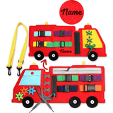 Load image into Gallery viewer, Name Customized Busy Board Montessori Toy for 1 2 3 4 Year Old Toddlers Sensory Motor Skills Training Fire Engine
