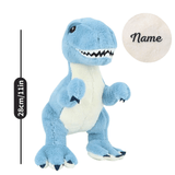 Load image into Gallery viewer, Name Personalized Dinosaur Stuffed Animal Cute T Rex Plush Toy for Boys Girls Birthday Gifts Blue Trex 28cm