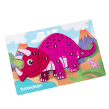 Load image into Gallery viewer, 10 Pcs Dinosaur Wooden Number Puzzle for Kids 2-6 Years Old Educational Toy Triceratops