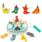 Load image into Gallery viewer, Wooden Birthday Cake Toy (1-5 Years) with Dinosaur Candles