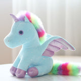 Load image into Gallery viewer, Rainbow Unicorn Plush Stuffed Animal with Glitter Wings Colorful Tail Glassy Eyes Gift for Kids Friends Light Green