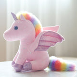 Load image into Gallery viewer, Rainbow Unicorn Plush Stuffed Animal with Glitter Wings Colorful Tail Glassy Eyes Gift for Kids Friends Pink