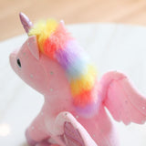 Load image into Gallery viewer, Rainbow Unicorn Plush Stuffed Animal with Glitter Wings Colorful Tail Glassy Eyes Gift for Kids Friends