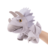 Load image into Gallery viewer, Adorable Plush Dinosaur Hand Puppet Interactive Cosplay Role Play Game Toy Gray Triceratops