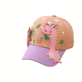 Load image into Gallery viewer, 48-52cm Cute Dinosaur Baseball Cap Adjustable Sun Protection Hat for Kids 2-7 Years Pink