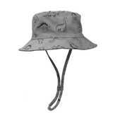 Load image into Gallery viewer, 54cm Cute Dinosaur Bucket Hat Summer Beach Sun Hat UPF 50 for Kids 3-8 Years Gray