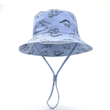 Load image into Gallery viewer, 54cm Cute Dinosaur Bucket Hat Summer Beach Sun Hat UPF 50 for Kids 3-8 Years Blue