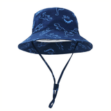 Load image into Gallery viewer, 54cm Cute Dinosaur Bucket Hat Summer Beach Sun Hat UPF 50 for Kids 3-8 Years Navy Blue