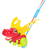 Load image into Gallery viewer, Dinosaur Trolley Walker Toy with Flapping Wings and Ring Bell for Baby Toddler Red