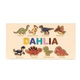 Load image into Gallery viewer, Personalized Name Alphabet Wooden Puzzle Dinosaur Number Jigsaw Gift Toy Dinosaur