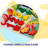 Load image into Gallery viewer, 95 Pcs Multifunctional Matching Game Wooden Magnetic Fishing Board Fine Motor Skill Toy Dinosaur