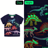 Load image into Gallery viewer, Kids Luminous T Shirt Dinosaur Animal Shark Pattern Glow in the Dark Summer Clothing Dinosaur / 2T