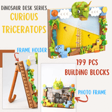 Load image into Gallery viewer, Fun Desk Series Dinosaur Assembled DIY Building Blocks Set Storage Box Photo Frame Frame Triceratops