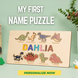 Load image into Gallery viewer, Personalized Name Alphabet Wooden Puzzle Dinosaur Number Jigsaw Gift Toy