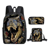 Load image into Gallery viewer, 3D T-Rex Durable Dinosaur Cartoon Travel Backpack School Laptop Daypack Waterproof Bag 16(3pcs) / 16in