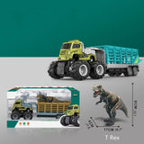 Load image into Gallery viewer, Dinosaur Toys Set Truck Carrier Trailer Animal Tractor Four-drive Alloy Trailer Khaki / T Rex