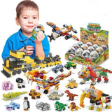 Load image into Gallery viewer, 12 in 1 Dinosaur Animal Construction Vehicles Robots Building Blocks Gacha Eggs Toys Full Pack