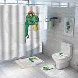 Load image into Gallery viewer, 3D Dinosaur Bathroom Decor Stall Curtain Lightproof Shower Curtain and Carpet Set Green / 150×180CM