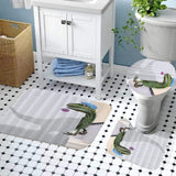 Load image into Gallery viewer, 3D Dinosaur Bathroom Decor Stall Curtain Lightproof Shower Curtain and Carpet Set Blue / Toilet Cover &amp; Carpets