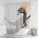 Load image into Gallery viewer, 3D Dinosaur Bathroom Decor Stall Curtain Lightproof Shower Curtain and Carpet Set Pink / 150×180CM