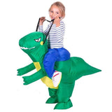 Load image into Gallery viewer, 3D Stegosaurus Tyrannosaurus Dinosaur Riding Inflatable Imitating Props Costume Children&#39;s Day Halloween Gift Green / 23-35in
