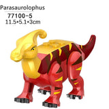 Load image into Gallery viewer, 5‘’ Mini Dinosaur Jurassic Theme DIY Action Figures Building Blocks Toy Playsets Parasaurolophus / Red