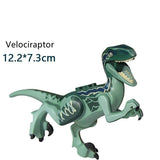 Load image into Gallery viewer, 5‘’ Mini Dinosaur Jurassic Theme DIY Action Figures Building Blocks Toy Playsets Velociraptor / Dark Green