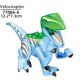 Load image into Gallery viewer, 5‘’ Mini Dinosaur Jurassic Theme DIY Action Figures Building Blocks Toy Playsets Velociraptor / Light Blue