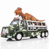 Load image into Gallery viewer, Dinosaur Capture Storage Carrier Alloy Metal Truck Vehicle Car Toy Set with Light and Sound Deep Green / Pachycephalosaurus