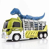 Load image into Gallery viewer, Dinosaur Capture Storage Carrier Alloy Metal Truck Vehicle Toy Set with Light and Sound Light Green / Velociraptor