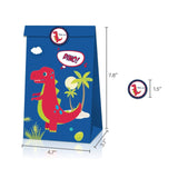 Load image into Gallery viewer, Dinosaur Paper Gift Bag with Sticker for Kraft Paper Christmas Gift Bags for Goodie Cookie Candy