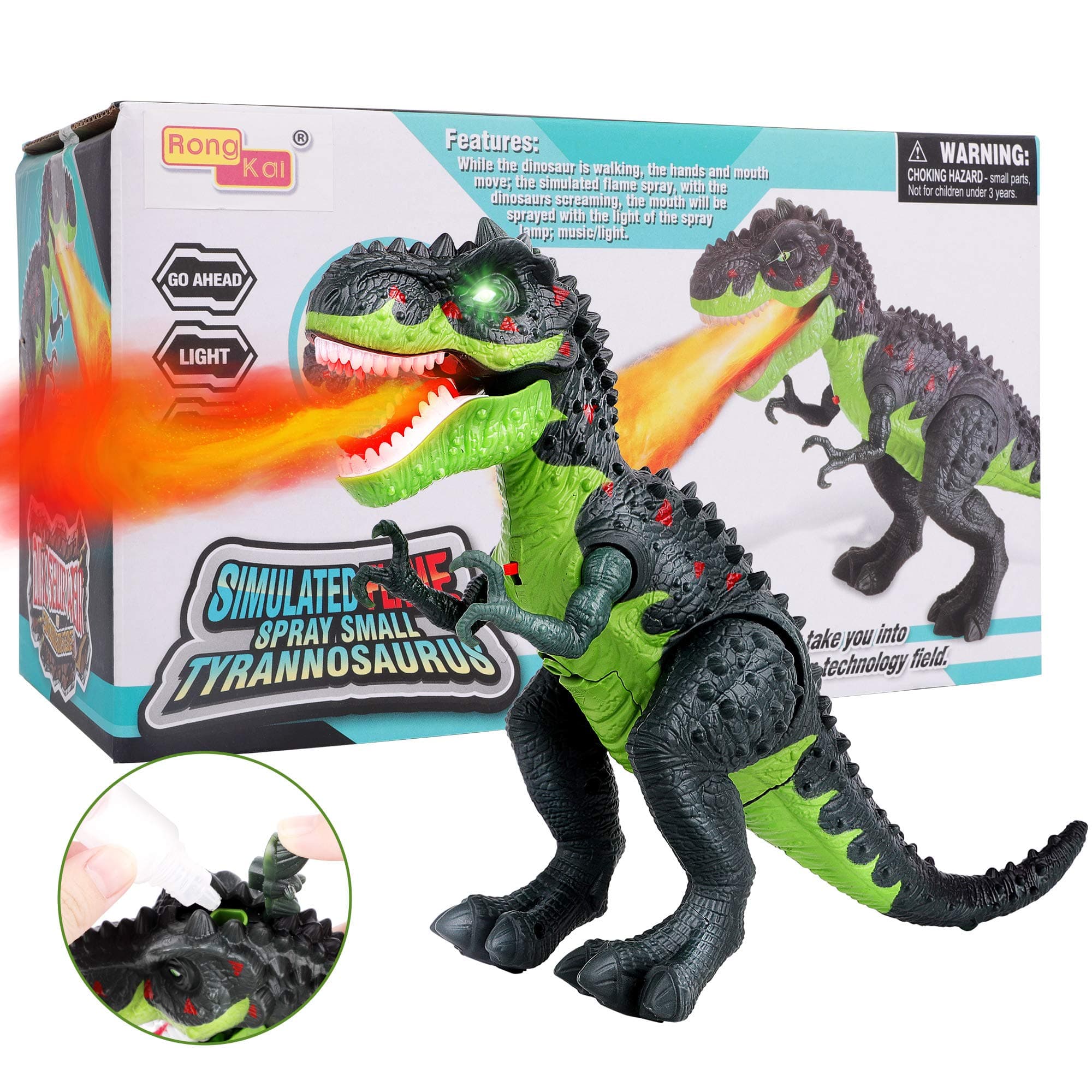 人気絶頂 Simulated Electronic Walking Electronic T-Rex Dinosaur with Light  T-Rex Roaring Toy with Dinosaur Simulated Flame Flame Spray Fire  Tyrannosaurus, Fire Breathin