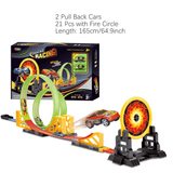 Load image into Gallery viewer, Kids Alloy Pull Back Toy Dinosaur Assemble Track Slot Car Racing Catapult Roller Coaster Toy 21 pcs with Fire Circle