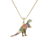 Load image into Gallery viewer, T-Rex Micro-inlaid Color Zirconium Dinosaur Pendant Necklace Gift for Women Girls T-Rex