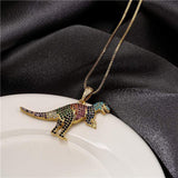 Load image into Gallery viewer, T-Rex Micro-inlaid Color Zirconium Dinosaur Pendant Necklace Gift for Women Girls