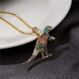 Load image into Gallery viewer, T-Rex Micro-inlaid Color Zirconium Dinosaur Pendant Necklace Gift for Women Girls