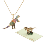 Load image into Gallery viewer, T-Rex Micro-inlaid Color Zirconium Dinosaur Pendant Necklace Gift for Women Girls T-Rex+Gift Card