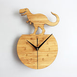 Load image into Gallery viewer, Wood Wall Clock Dinosaur T Rex Triceratops Quartz Clock Decoration for Kids Room Round Wood T Rex