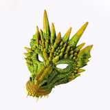 Load image into Gallery viewer, 3D PU Dinosaur Dragon Mask Halloween Party Props Costumes Decoration Green