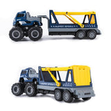 Load image into Gallery viewer, Carrier Truck Transport Car Trailer Toy Construction Vehicle Set with Dinosaur Figures Pull Back Cars Blue Double Flatbed Trailer / None