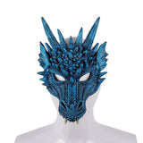 Load image into Gallery viewer, 3D PU Dinosaur Dragon Mask Halloween Party Props Costumes Decoration Blue