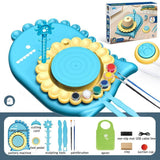 Load image into Gallery viewer, 14 Pcs Dinosaur Pottery Wheel Kit with Air Dry Clay DIY Craft Kit Art Supplies Educational Toy for Kids Blue