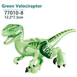 Load image into Gallery viewer, 5&quot; Luminous Dinosaur Jurassic Theme Building Blocks DIY Action Figures Play Set Velociraptor Green