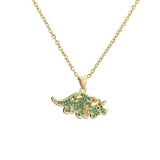 Load image into Gallery viewer, Dinosaur Series Micro inlaid Color Zirconium Pendant Necklace Green Triceratops